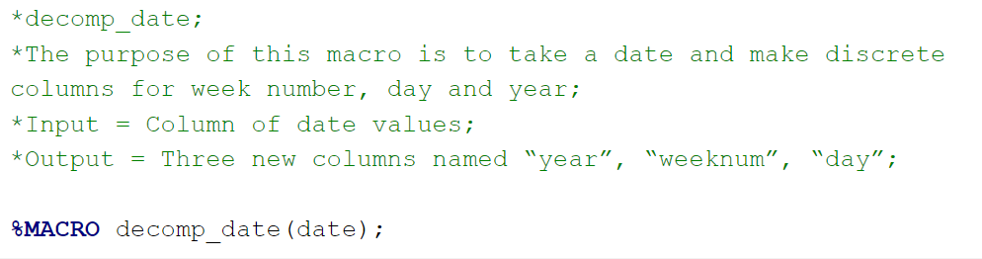 Example of SAS Macro Description