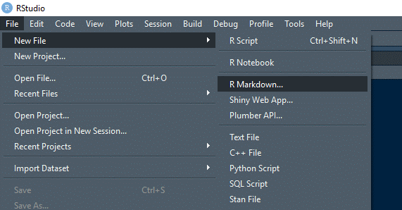 Create a New R Markdown Document using the Ribbon in R Studio